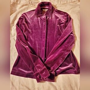 Women's velour button blouse